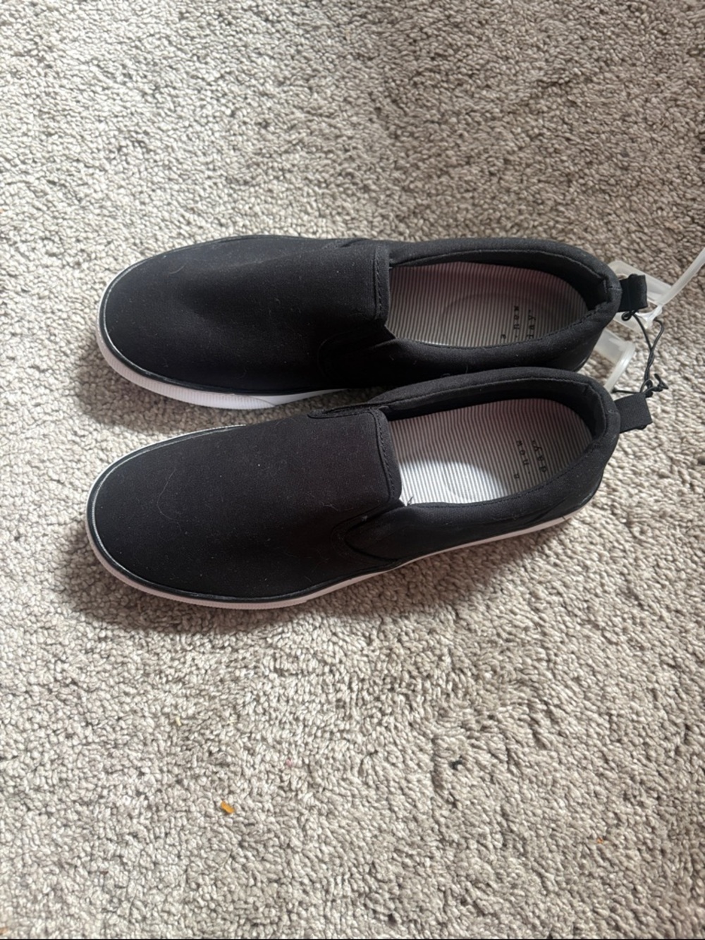 a new day Black Slip-On Canvas Sneakers with White Sole 9w